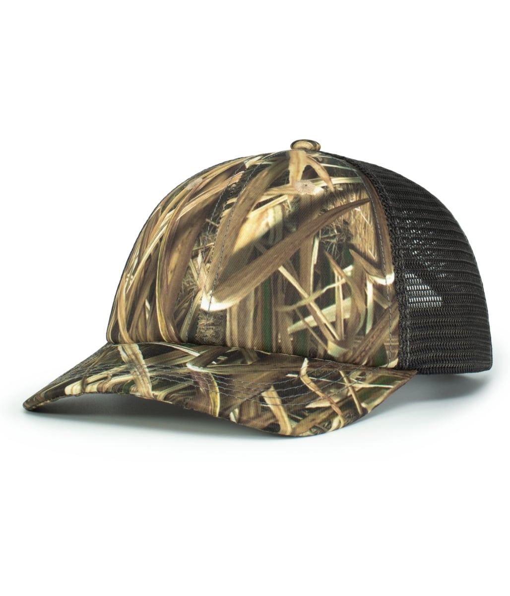 P640.2P2.OS Vintage Mossy Oak Trucker Cap, Light Charcoal & Shadow Grass Blades - One Size