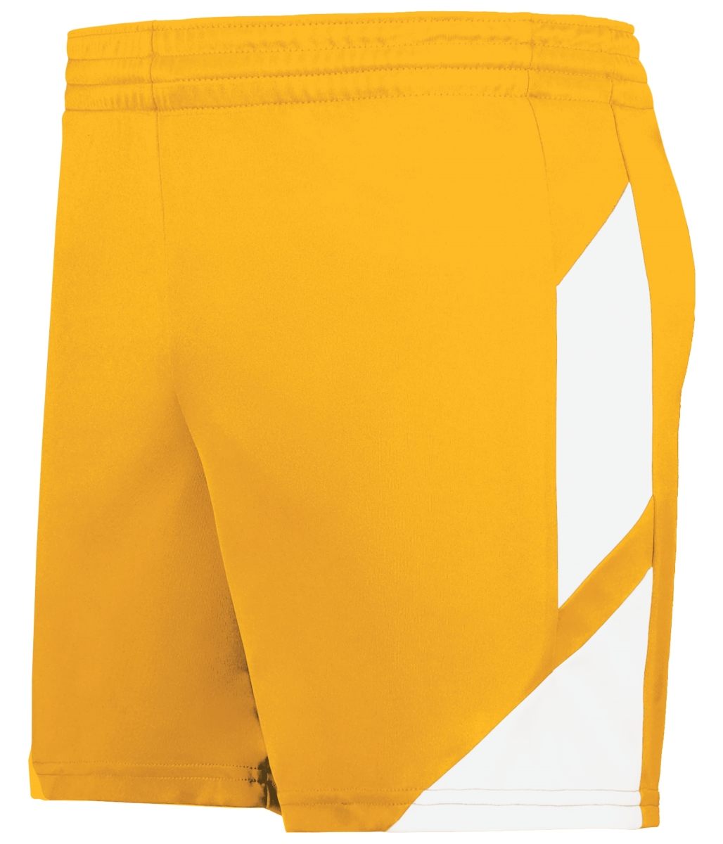 1738.245.M Ladies Step-Back Modern Fit Basketball Shorts, Gold & White - Medium