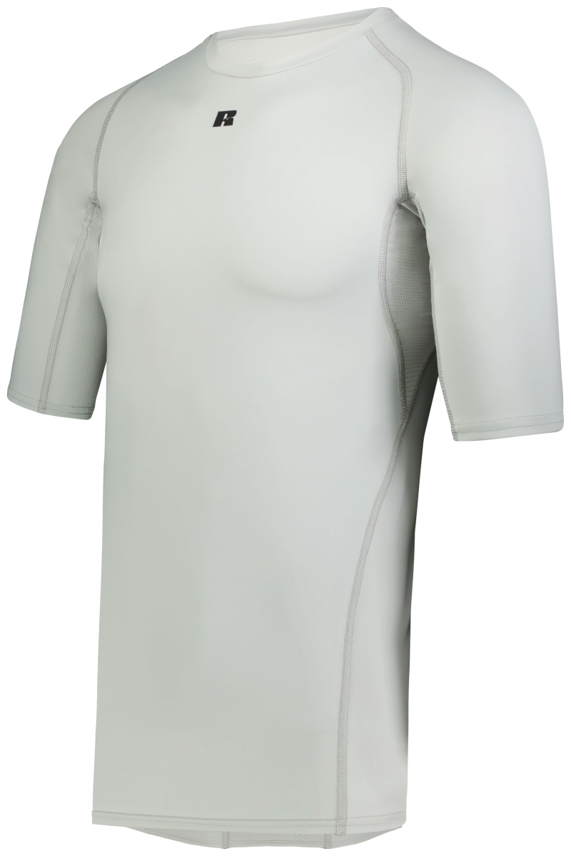 R21CPM.GSV.S Half Sleeve Compression T-Shirt, Grid Iron Silver - Small