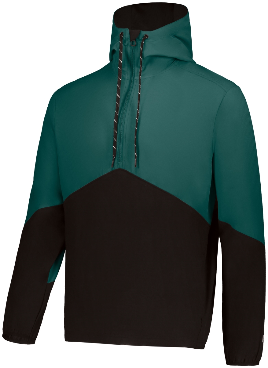 R20DSM.A0J.L Legend Hooded Pullover, Dark Green & Black - Large