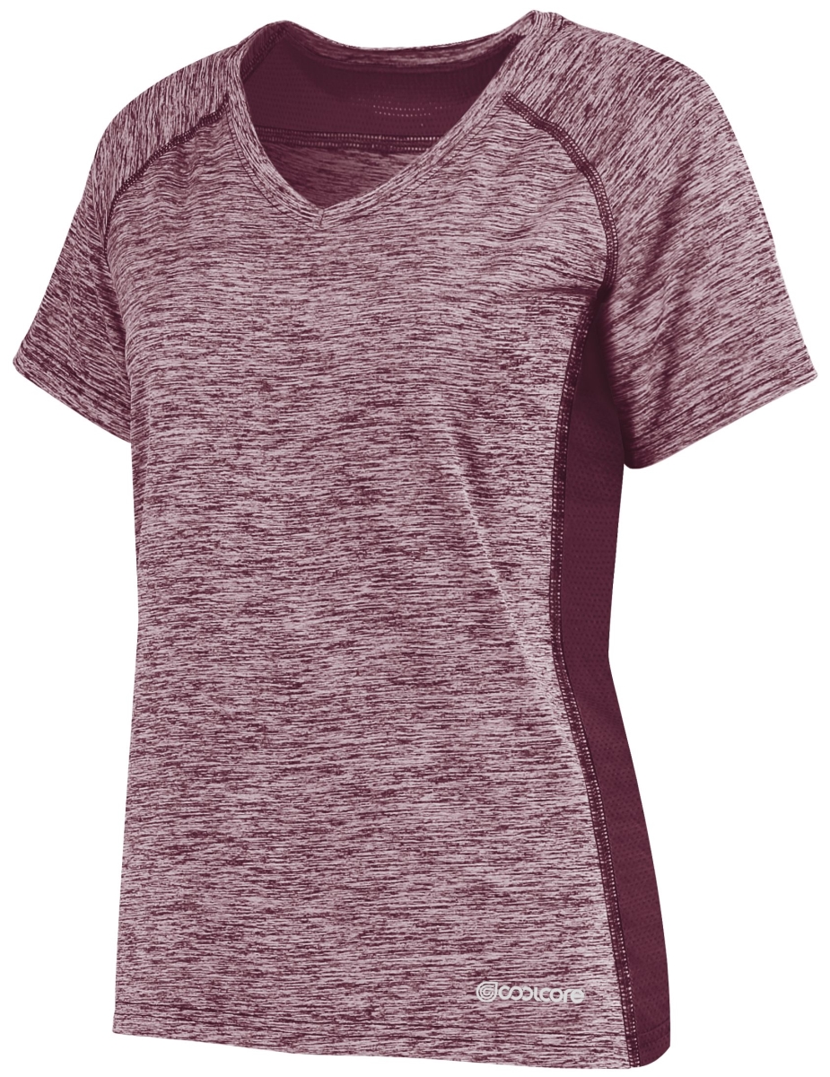 222771.T09.XL Ladies Electrify T-Shirt, Maroon Heather - Extra Large