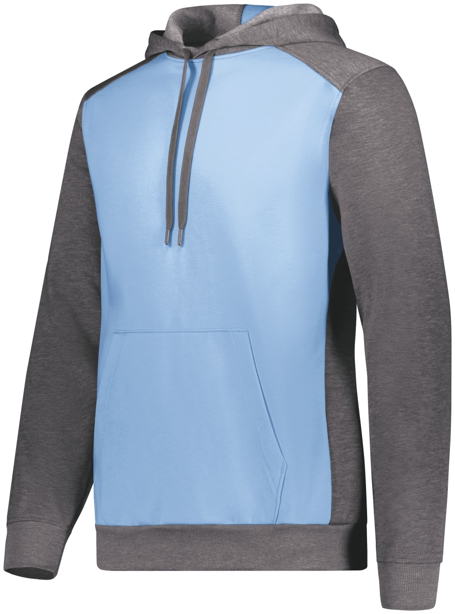 6865.20V.L Three-Season Fleece Pullover Hoodie, Columbia Blue & Carbon Heather - Large