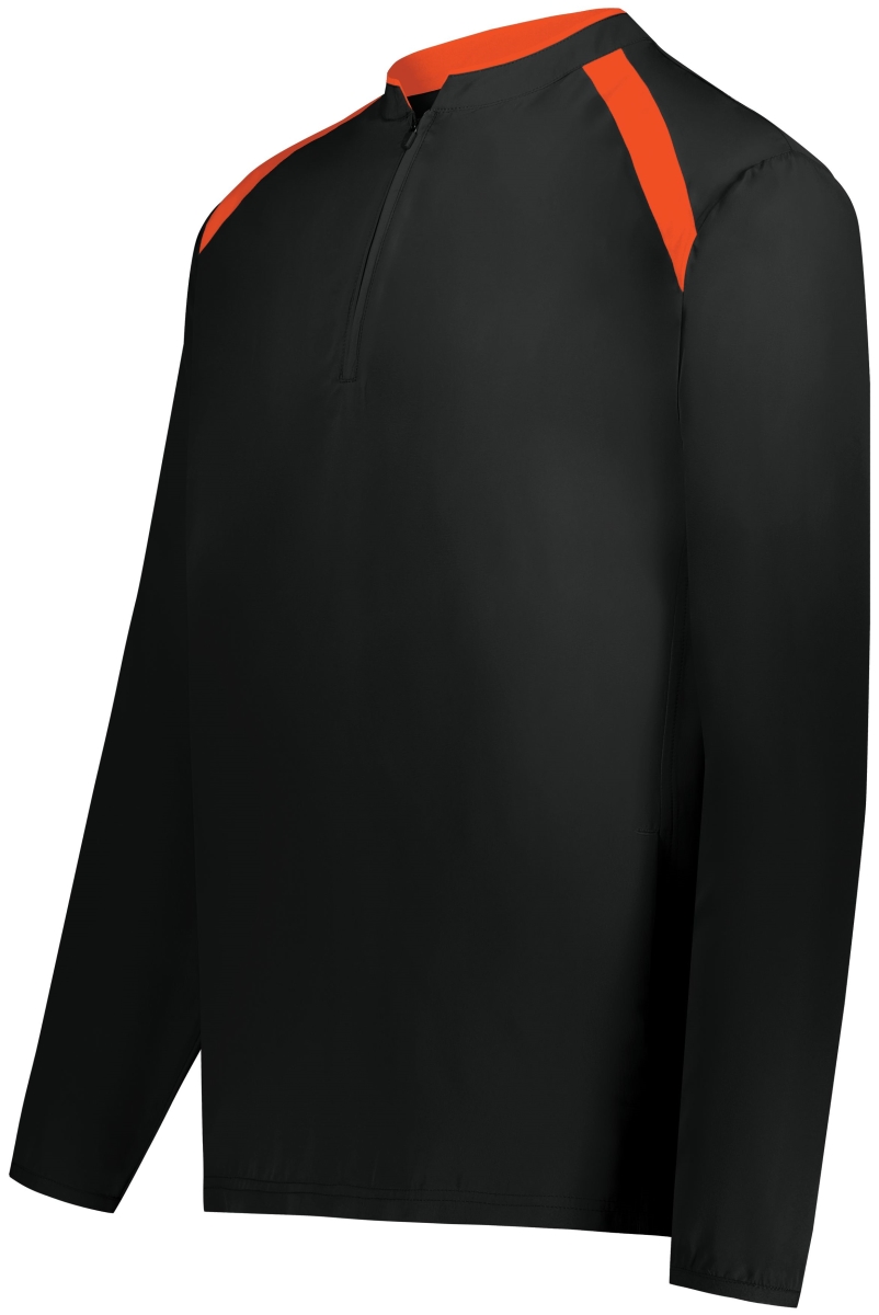 229695.423.L Youth Clubhouse Pullover, Black & Orange - Large