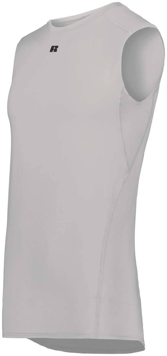 R22CPM.GSV.L Sleeveless Compression Tank, Grid Iron Silver - Large