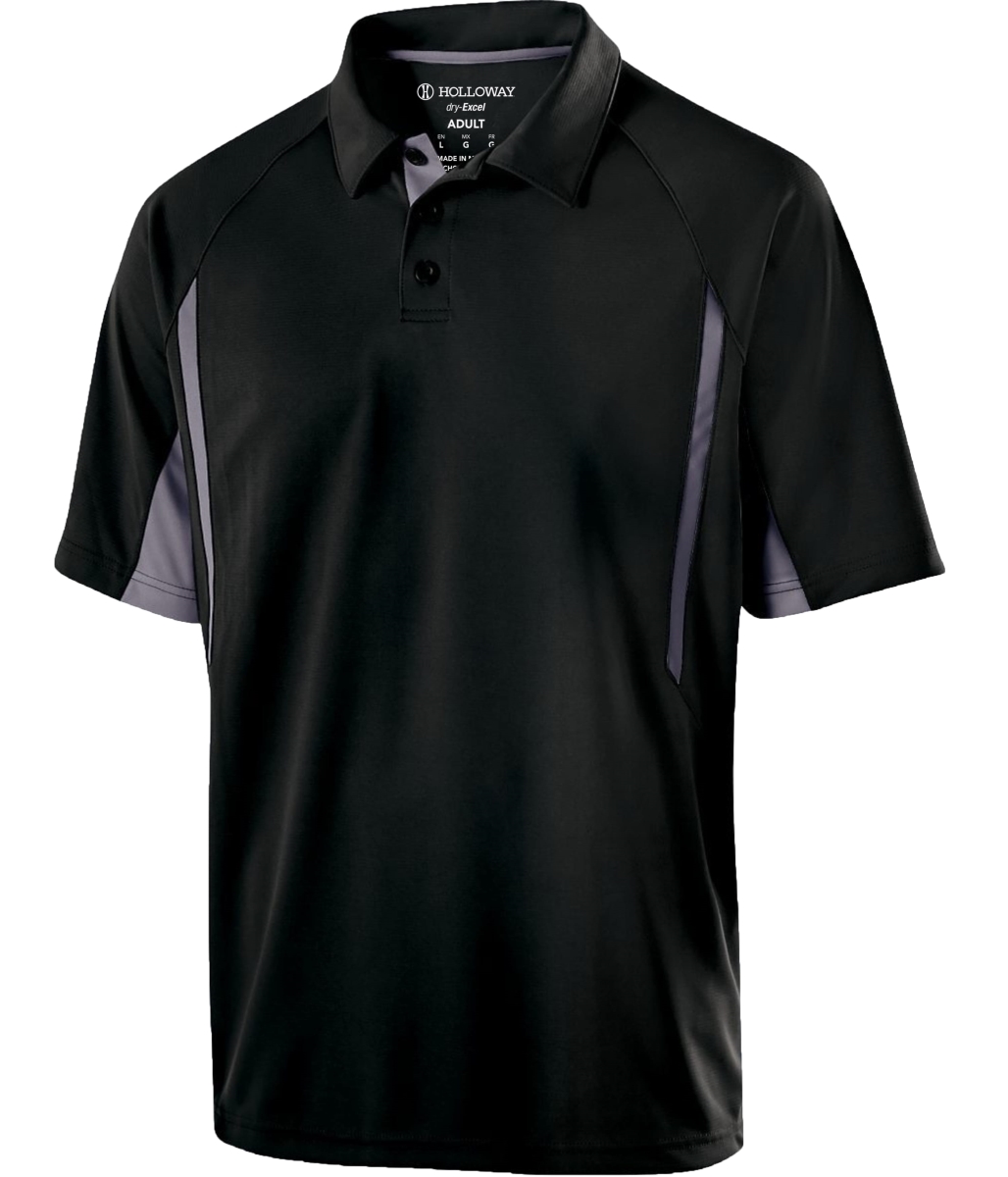 222530.R17.S Avenger Polo T-Shirt, Black & Graphite - Small