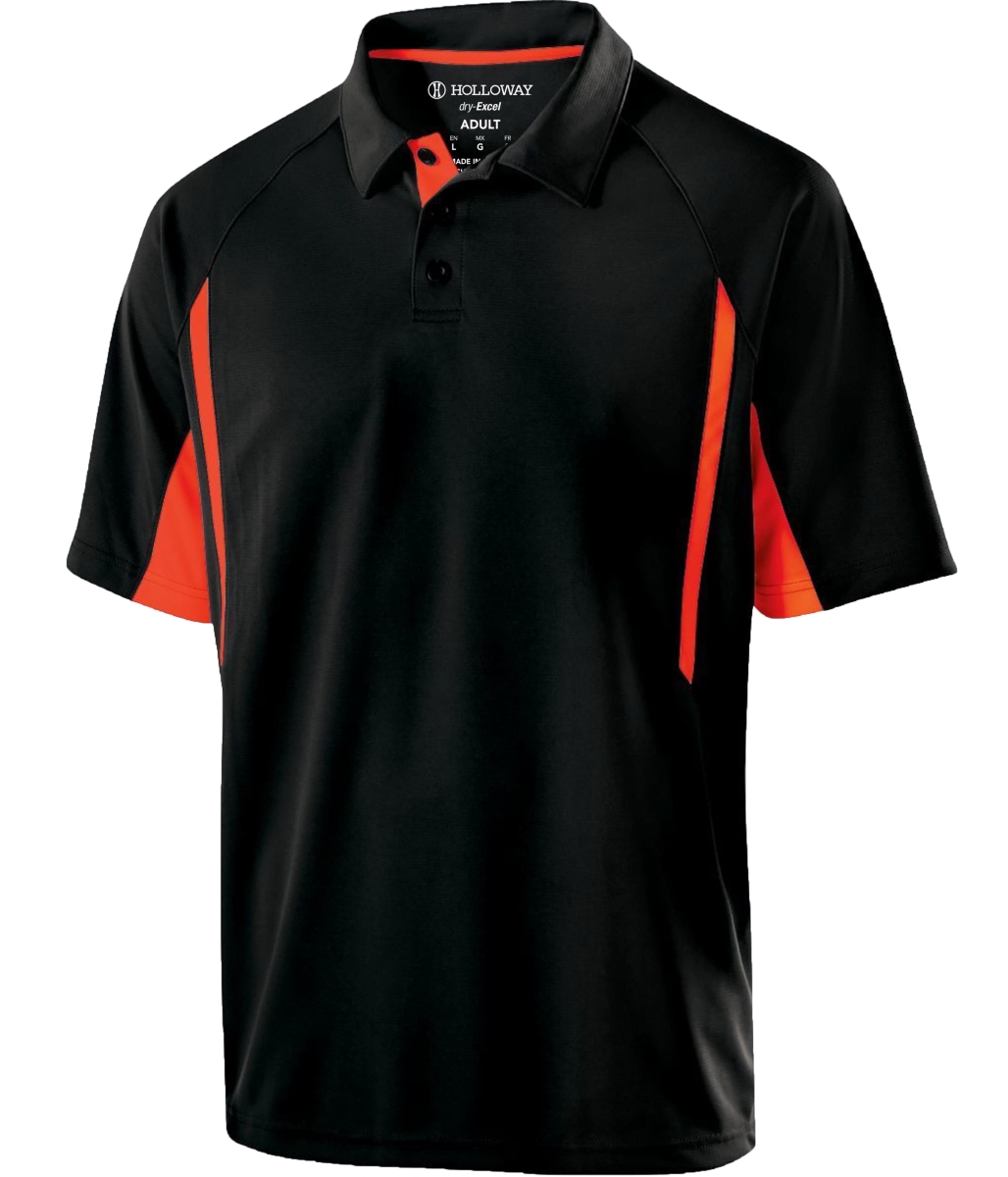 222530.423.M Avenger Polo T-Shirt, Black & Orange - Medium