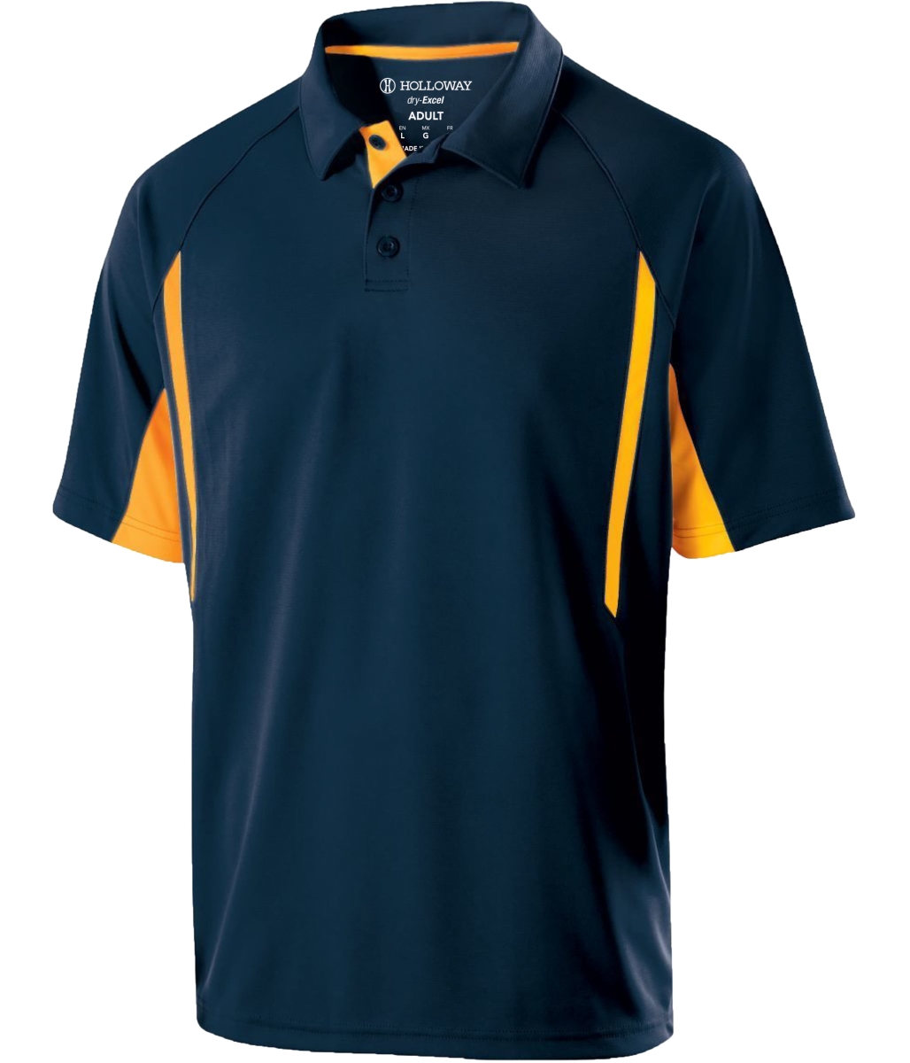 222530.S28.M Avenger Polo T-Shirt, Navy & Light Gold - Medium
