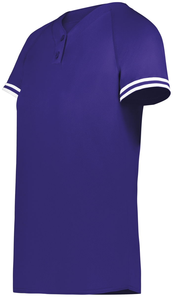 6917.450.M Ladies Cutter Plus Henley Jersey, Purple & White - Medium