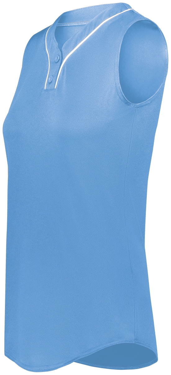 6913.293.M Ladies Cutter Plus Sleeveless Jersey, Columbia Blue & White - Medium