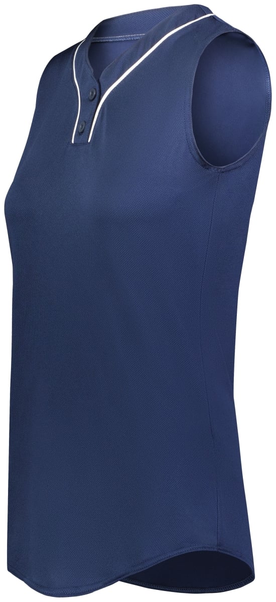 6913.301.S Ladies Cutter Plus Sleeveless Jersey, Navy & White - Small
