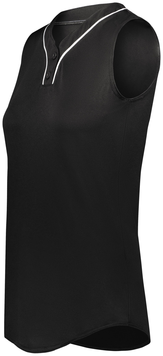6913.420.L Ladies Cutter Plus Sleeveless Jersey, Black & White - Large