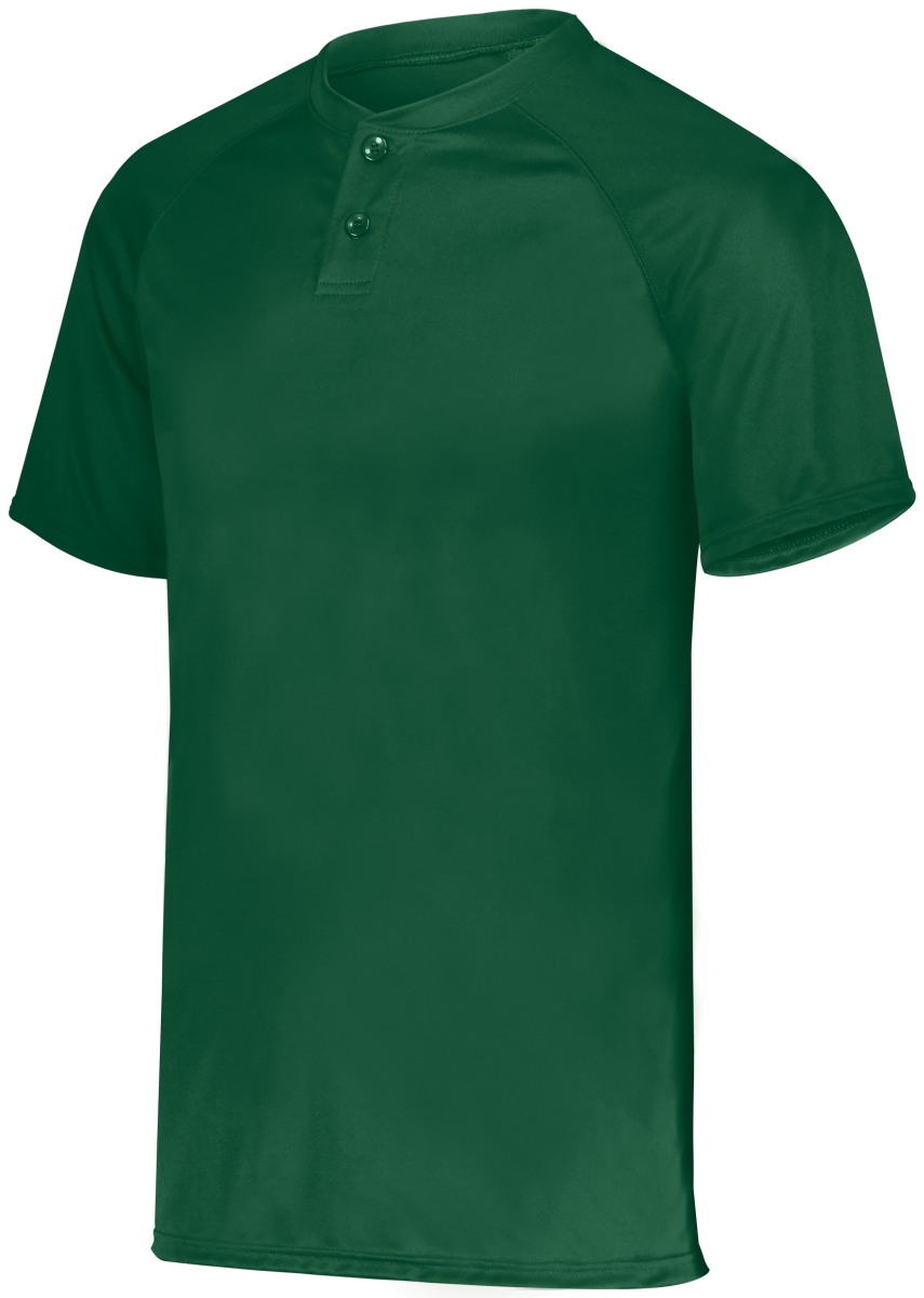 1566.035.M Youth Attain Wicking Two-Button Baseball Jersey, Dark Green - Medium