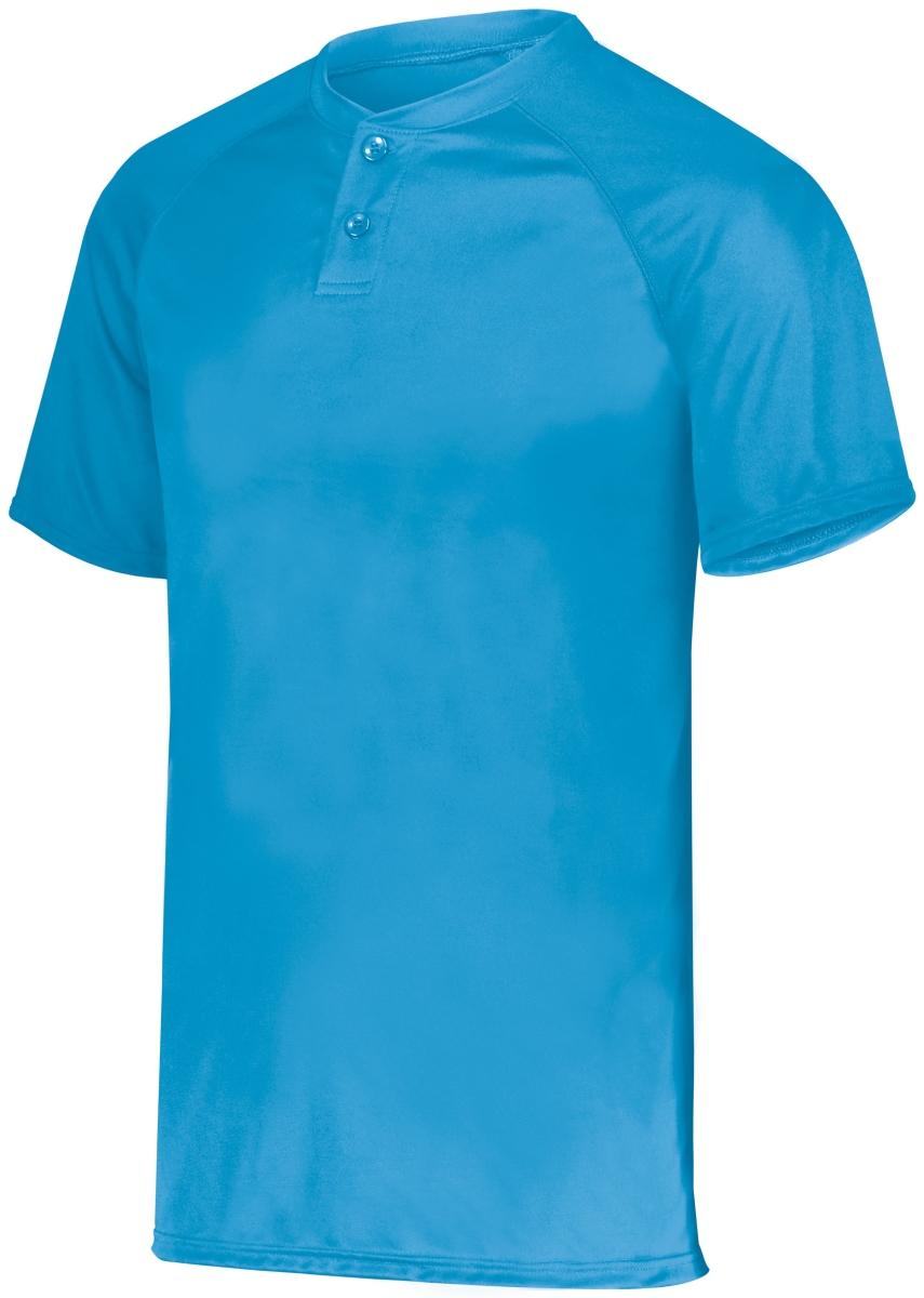 1566.812.S Youth Attain Wicking Two-Button Baseball Jersey, Power Blue - Small