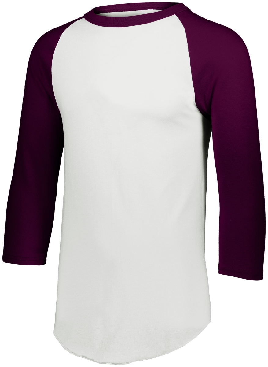 4420.224.S Baseball 3 by 4 Sleeve T-Shirt 2.0, White & Maroon - Small