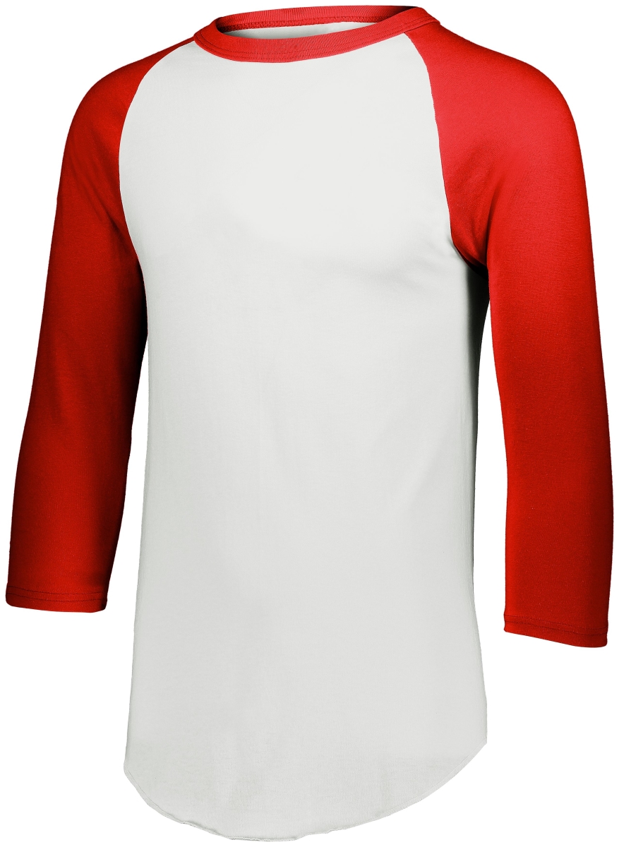 4420.227.S Baseball 3 by 4 Sleeve T-Shirt 2.0, White & Orange - Small