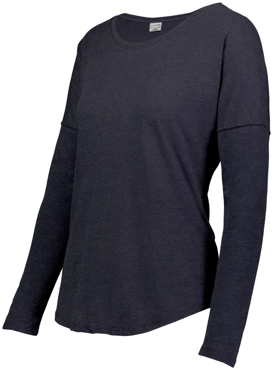 3077.U22.M Ladies Lux Tri-Blend Long Sleeve T-Shirt, Navy Heather - Medium