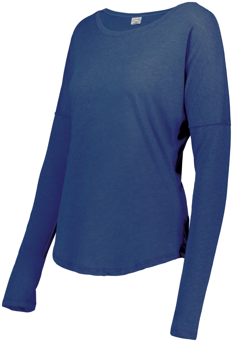 3077.U55.M Ladies Lux Tri-Blend Long Sleeve T-Shirt, Royal Heather - Medium