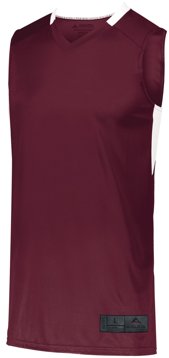 1730.380.L Step-Back Basketball Jersey, Maroon & White - Large