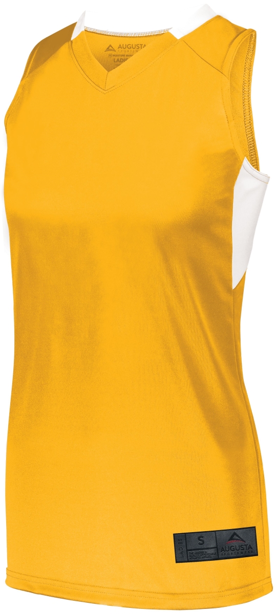 1732.245.M Ladies Step-Back Basketball Jersey, Gold & White - Medium