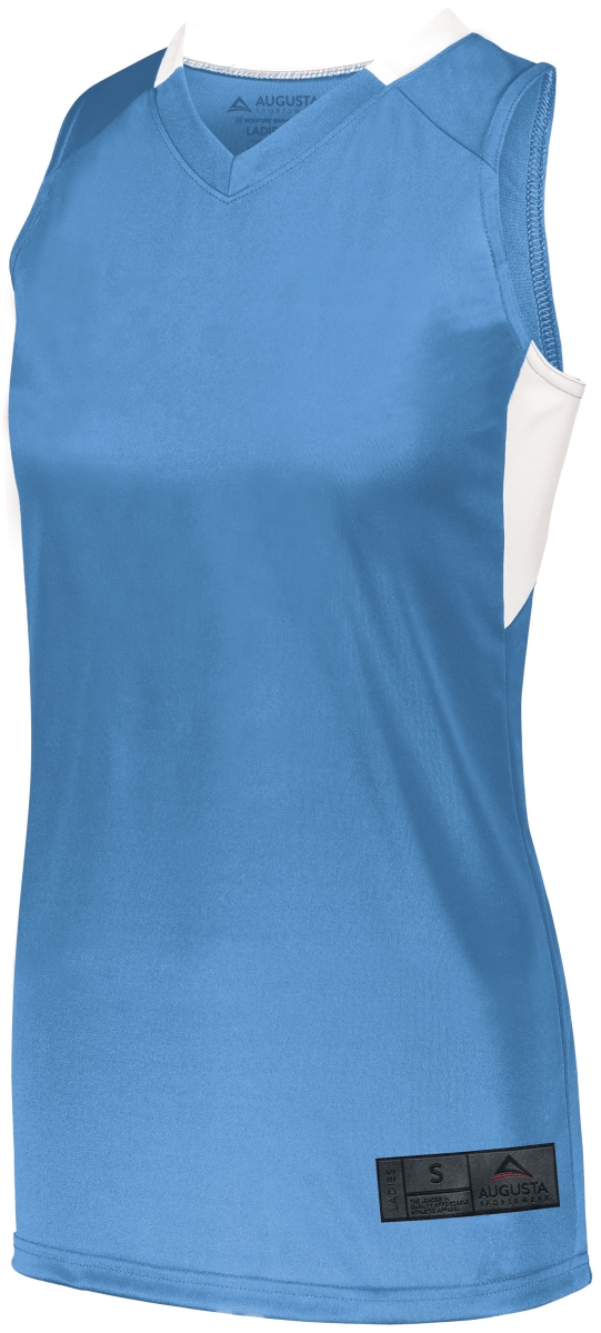 1732.293.M Ladies Step-Back Basketball Jersey, Columbia Blue & White - Medium