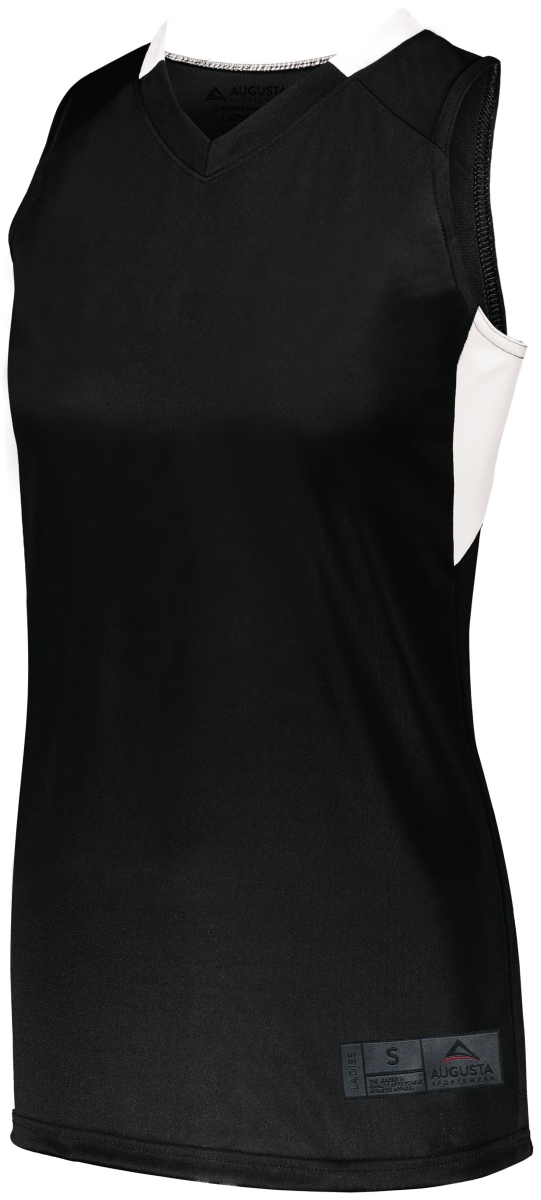 1732.420.S Ladies Step-Back Basketball Jersey, Black & White - Small