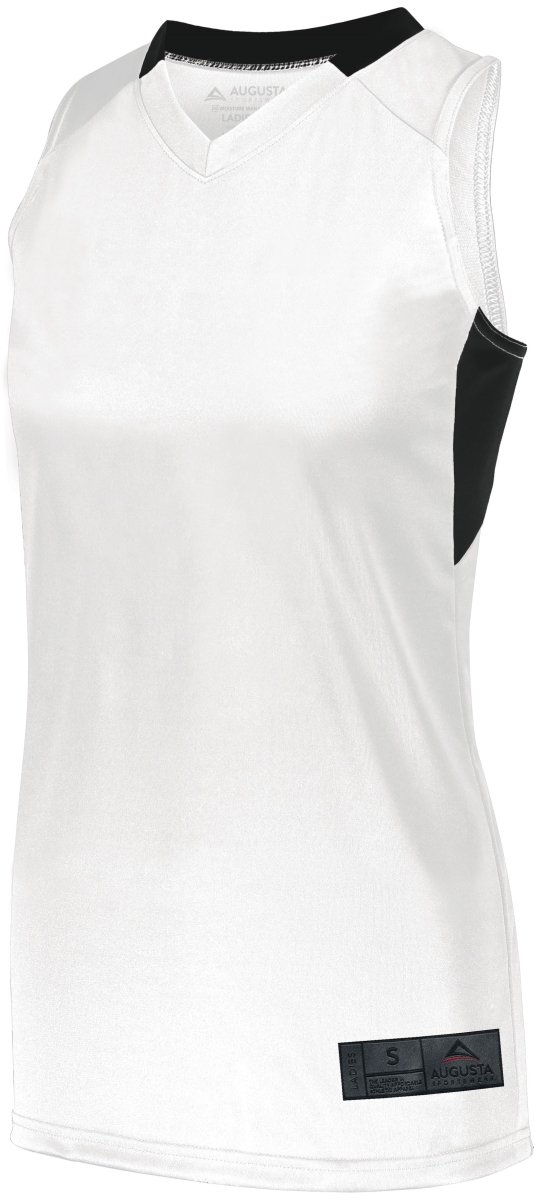 1732.226.XL Ladies Step-Back Basketball Jersey, White & Black - Extra Large