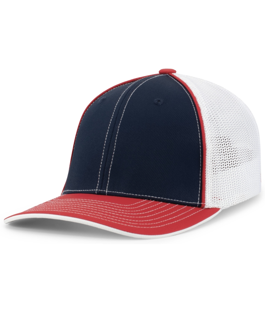 404F.118.XS Trucker Flexfit Cap, Navy, White & Red - Extra Small