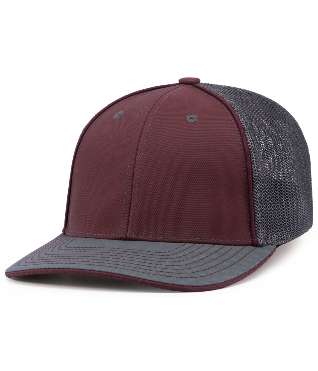 404F.93Q.XS Trucker Flexfit Cap, Maroon & Graphite - Extra Small
