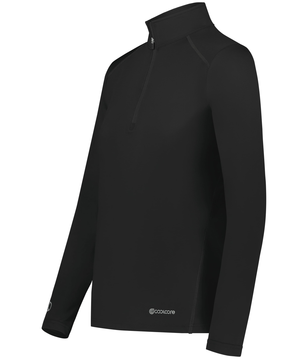 222340.080.S Ladies 0.25 Zip Pullover, Black - Small