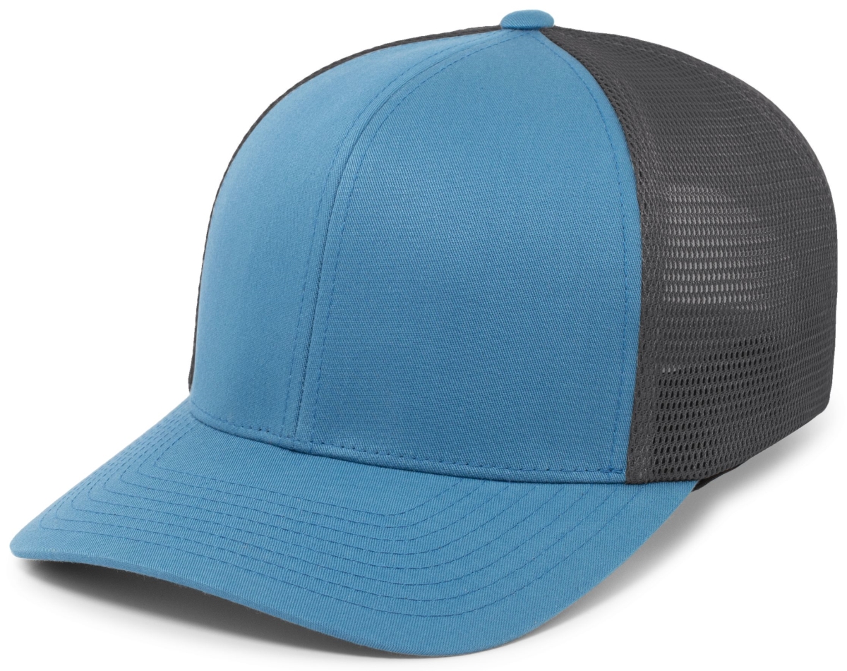 P151.37T.OS Trucker PacFlex Snapback Cap, Ocean Blue & Light Charcoal - One Size