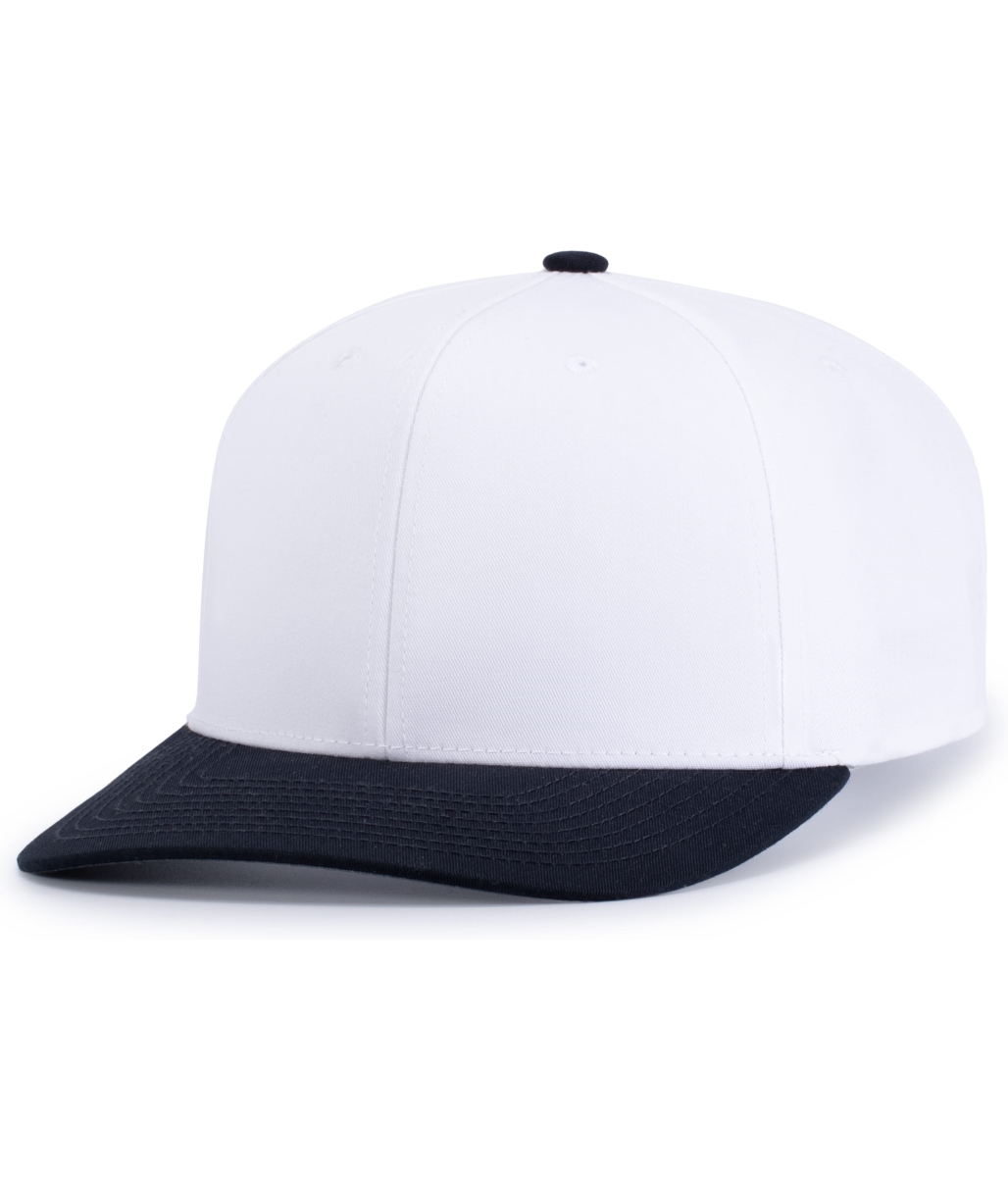 P322.221.YTH Poly & Cotton Snapback Cap, White & Navy - Youth
