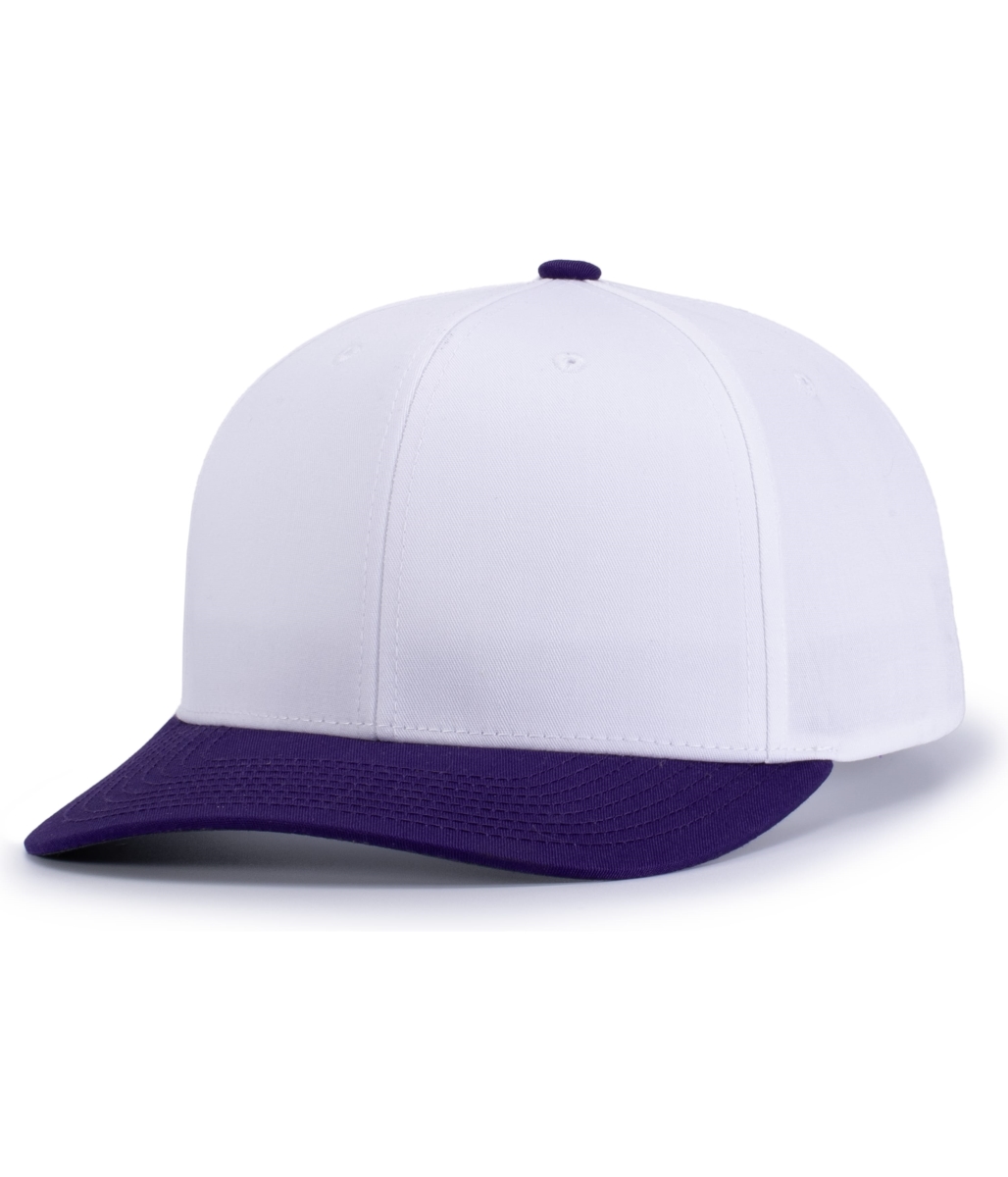 P322.231.YTH Poly & Cotton Snapback Cap, White & Purple - Youth
