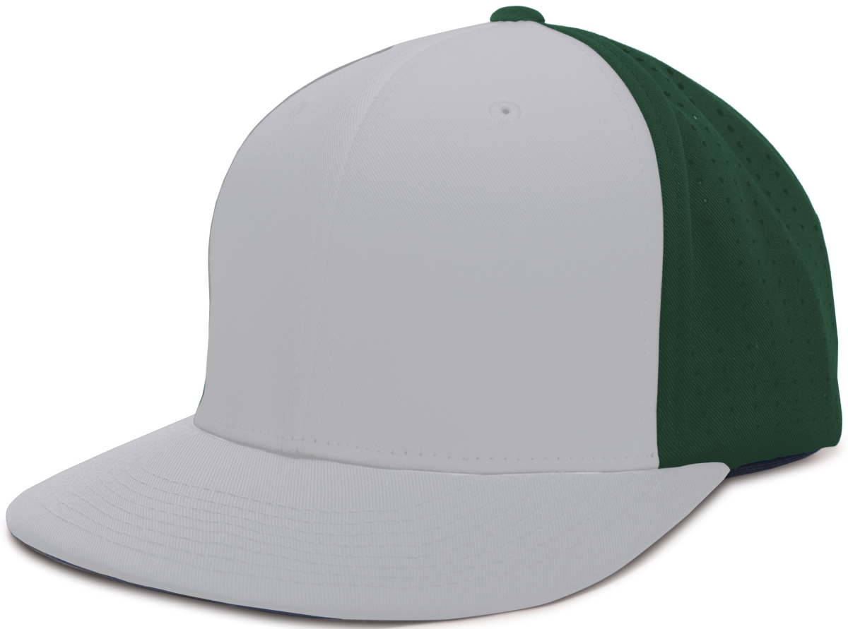 ES474.63P.XS Perforated F3 Performance Flexfit Cap, Silver & Dark Green - Extra Small