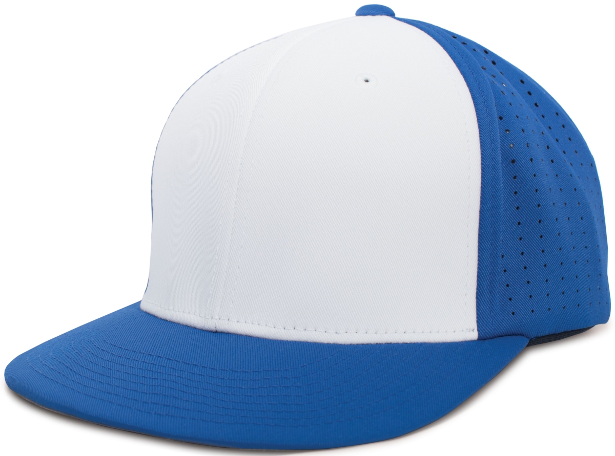 ES474.R58.L-XL Perforated F3 Performance Flexfit Cap, White & Royal - Large & Extra Large