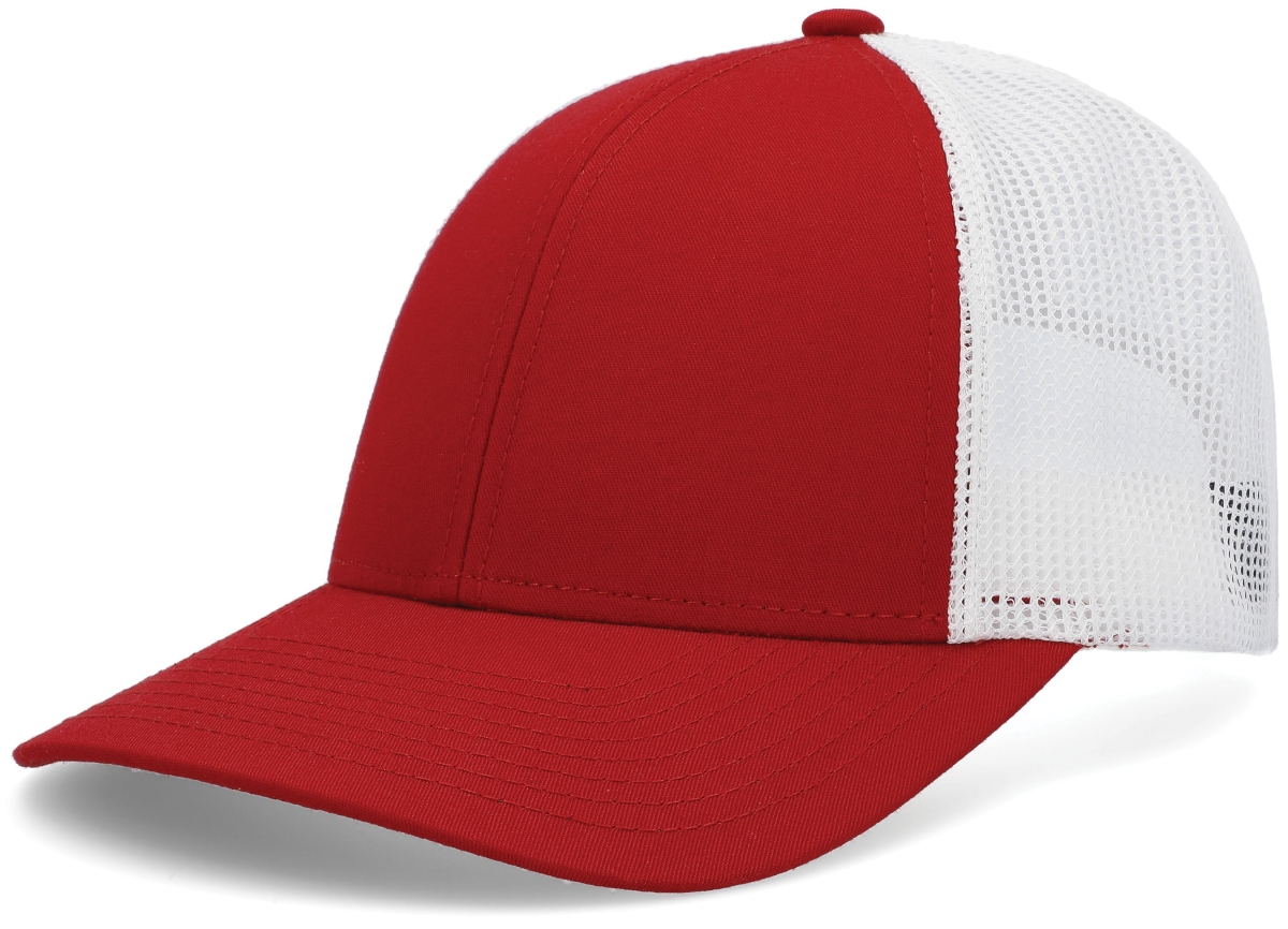 P114.125.OS Low-Pro Trucker Cap, Red & White - One Size