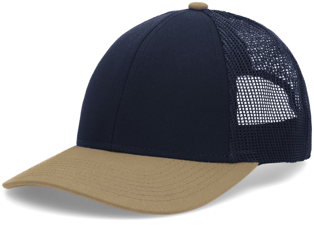 P114.18T.OS Low-Pro Trucker Cap, Navy & Buck - One Size