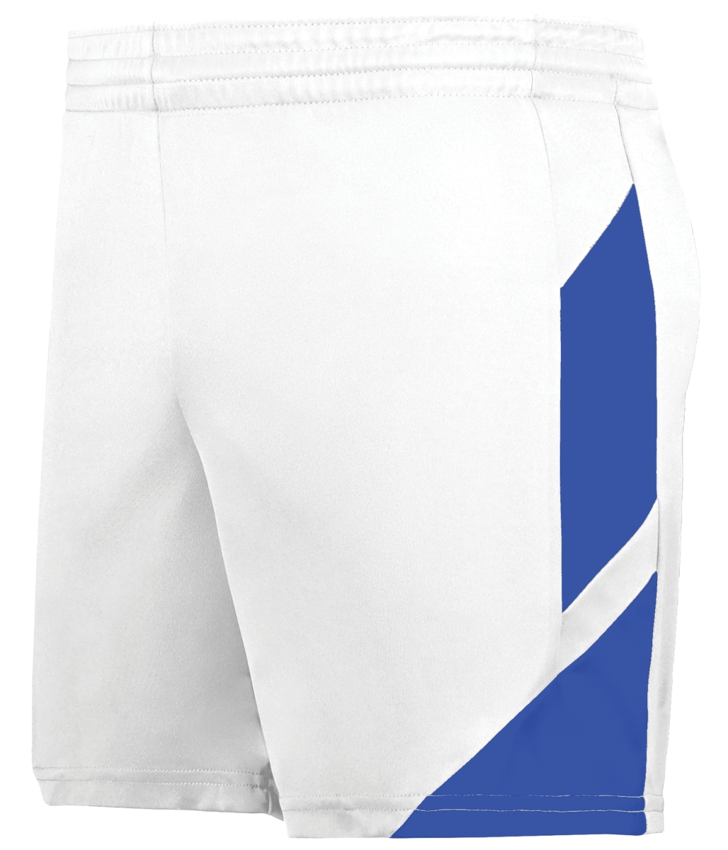 1738.220.M Ladies Step-Back Modern Fit Basketball Shorts, White & Royal - Medium