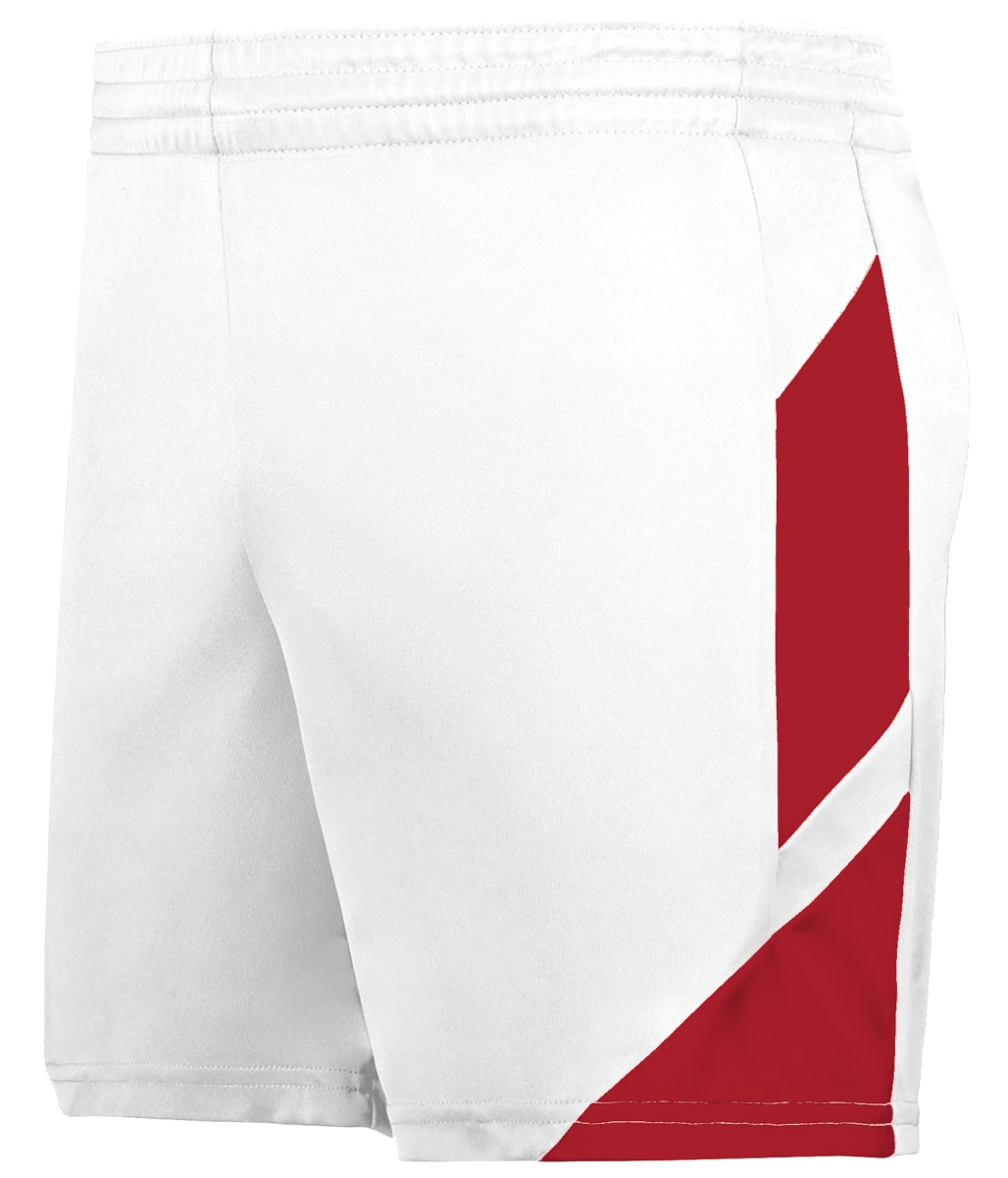 1738.225.M Ladies Step-Back Modern Fit Basketball Shorts, White & Red - Medium