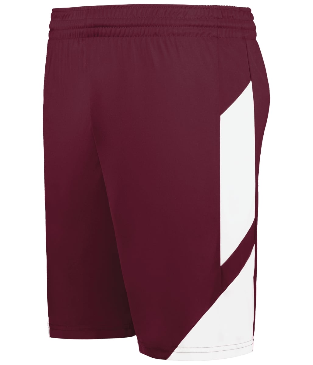1736.380.S Step-Back Modern Fit Basketball Shorts, Maroon & White - Small
