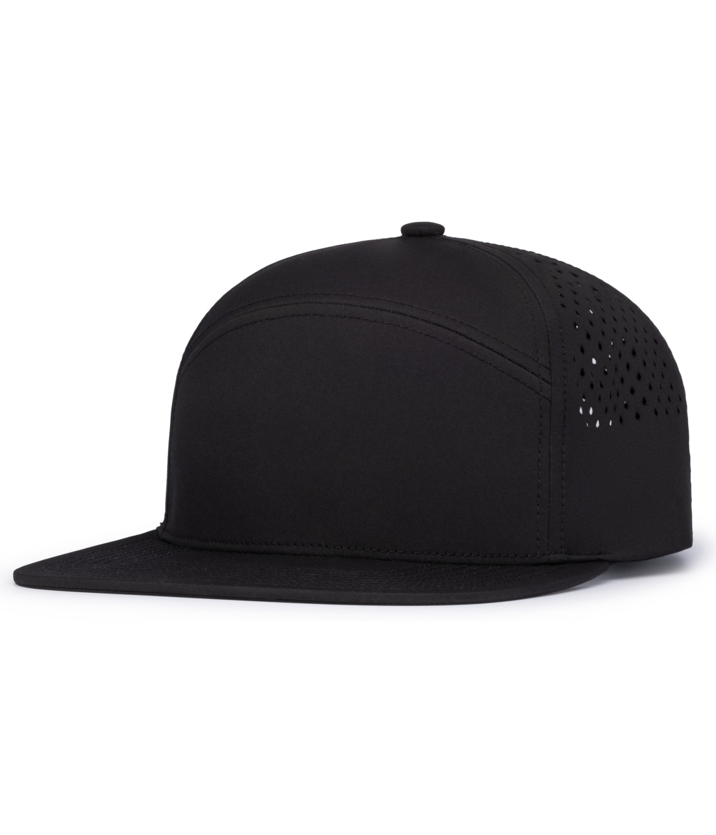 P788.080.OS Perforated 6-Panel Arch Cap, Black - One Size
