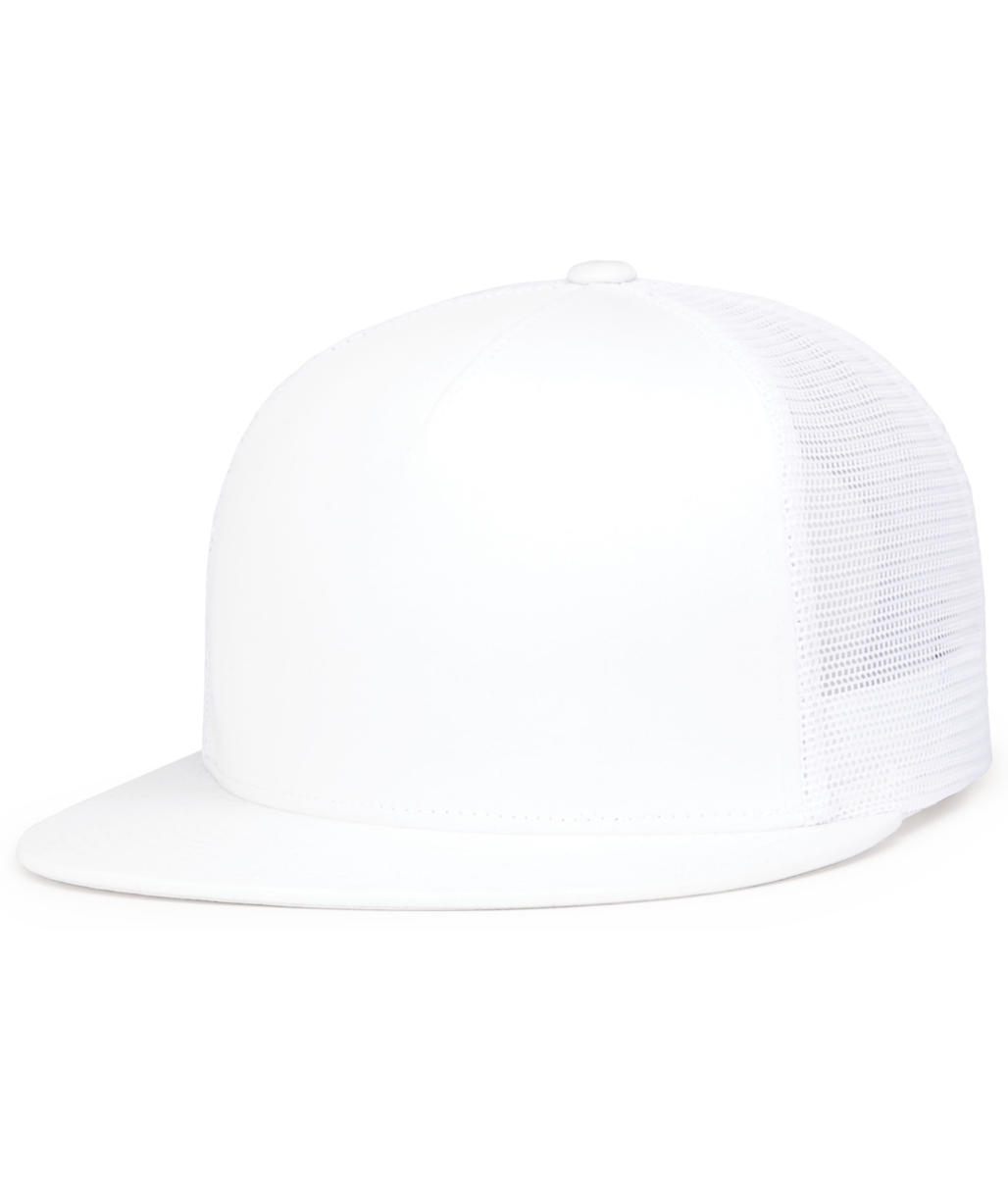 4D7.005.OS D-Series 5-Panel Trucker Snapback Cap, White - One Size