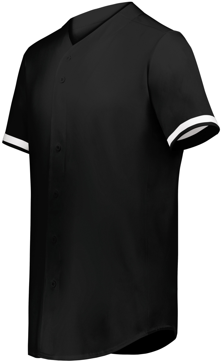6909.420.M Cutter Plus Full Button Baseball Jersey, Black & White - Medium