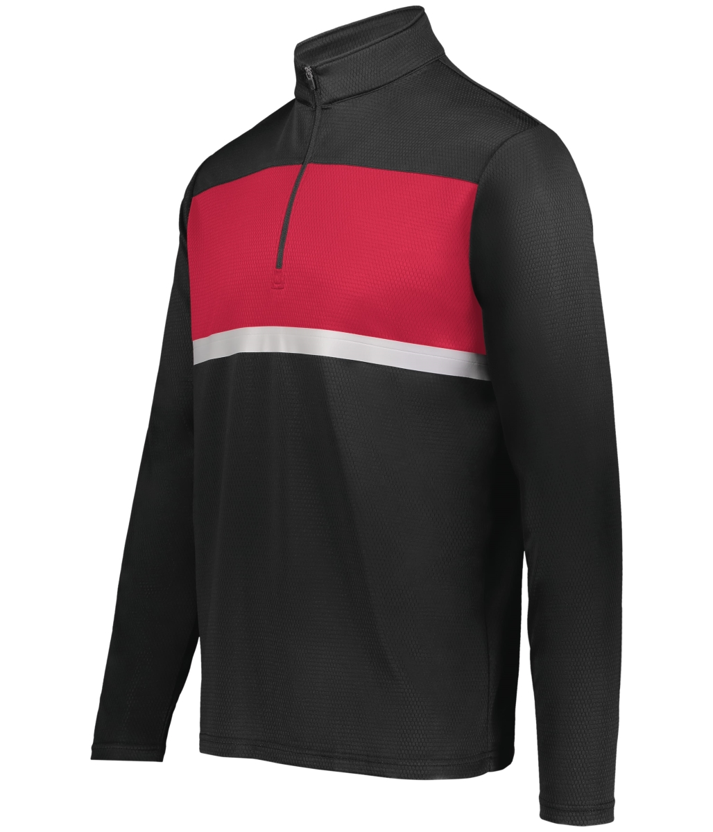 222591.500.2XL Prism Bold 0.25 Zip Pullover, Black & Scarlet - 2XL