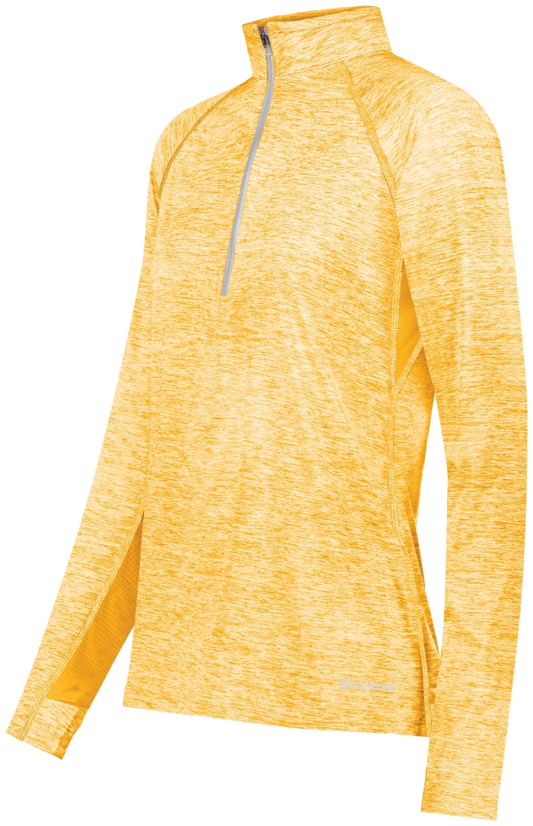 222774.E70.L Ladies Electrify 0.50 Zip Pullover, Gold Heather - Large