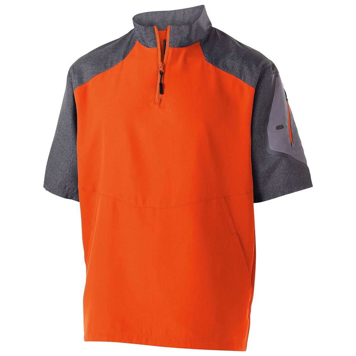 229545.H07.S Raider Short Sleeve Pullover, Carbon Print & Orange - Small