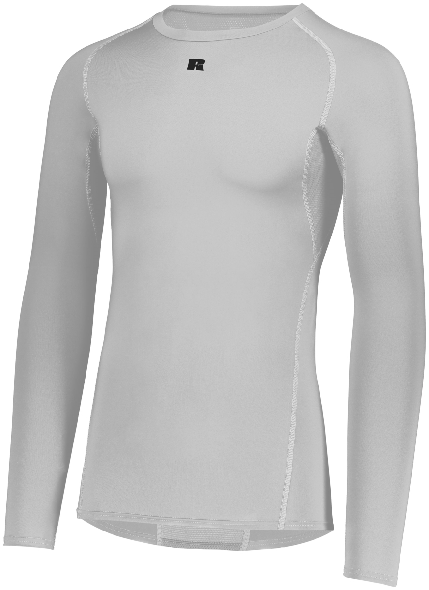 R20CPM.GSV.XL Long Sleeve Compression T-Shirt, Grid Iron Silver - Extra Large