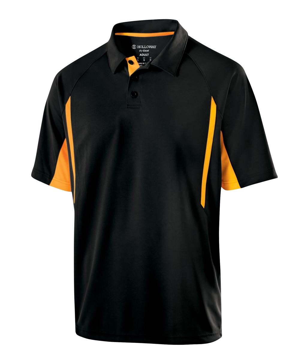 222530.R16.M Avenger Polo T-Shirt, Black & Light Gold - Medium