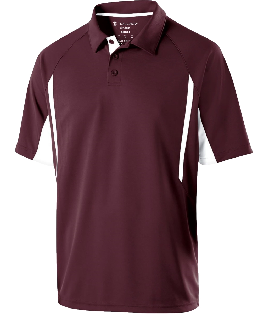 222530.380.S Avenger Polo T-Shirt, Maroon & White - Small