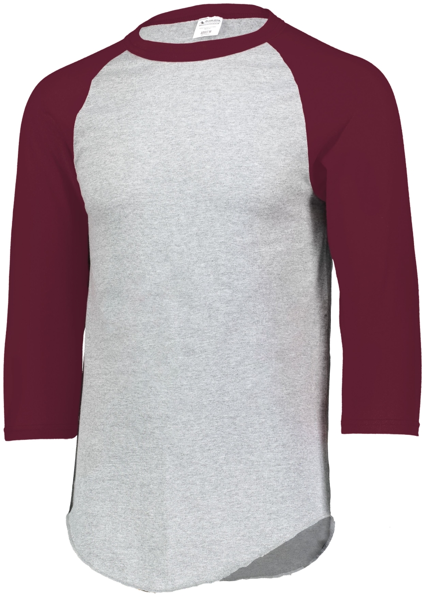 4420.155.M Baseball 3 by 4 Sleeve T-Shirt 2.0, Athletic Heather & Maroon - Medium