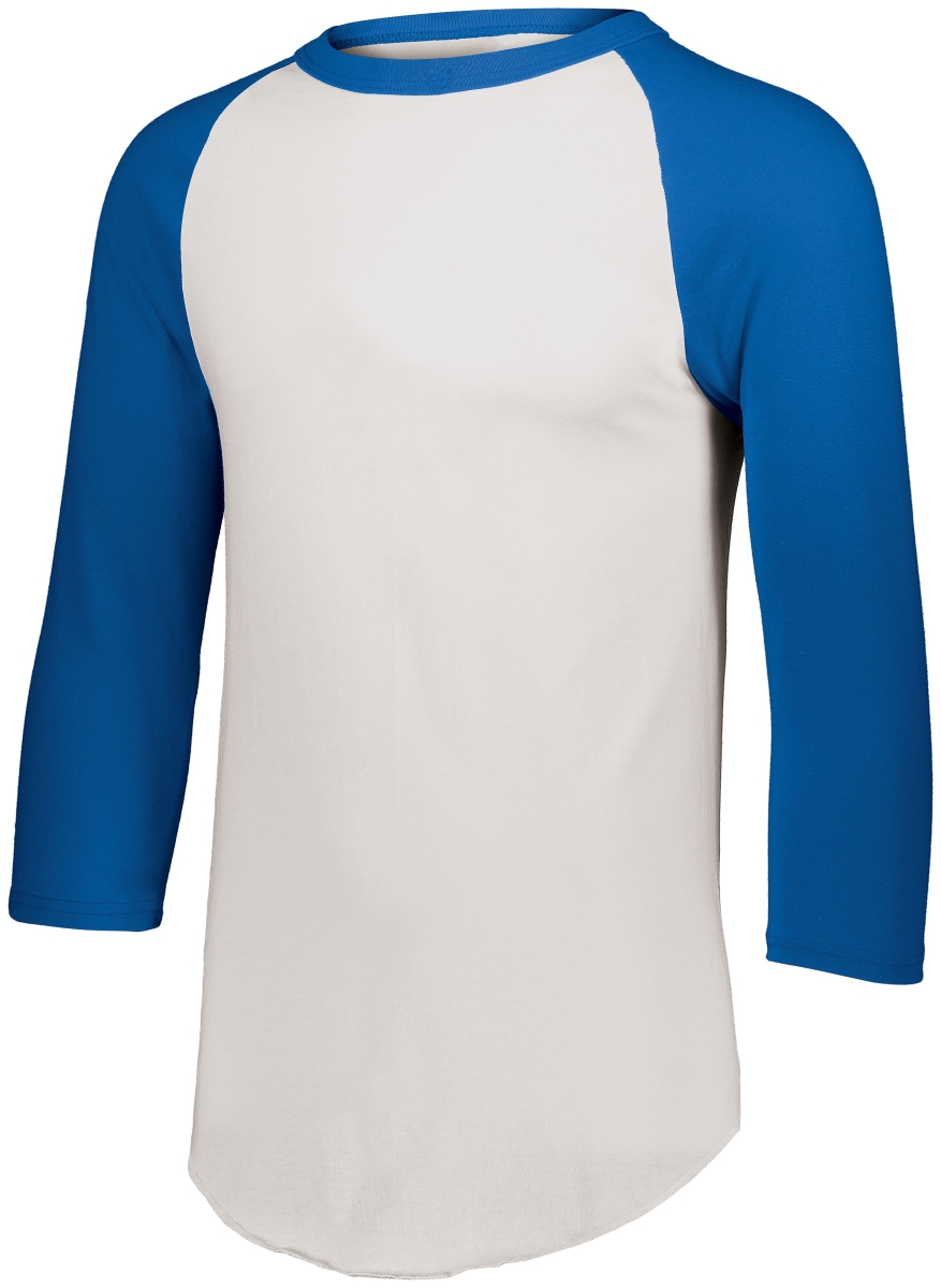 4420.220.M Baseball 3 by 4 Sleeve T-Shirt 2.0, White & Royal - Medium